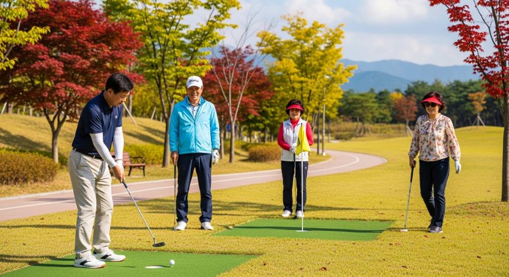 파크골프를 즐기는 중장년층 사진