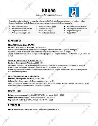 영문 이력서 양식