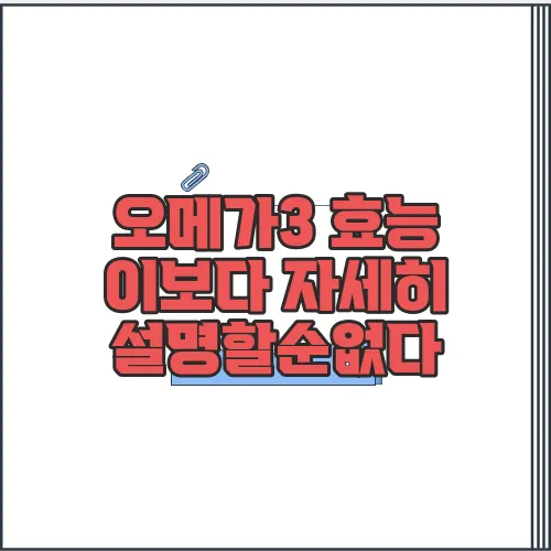 오메가3 효능 이보다 자세히 설명할순없다