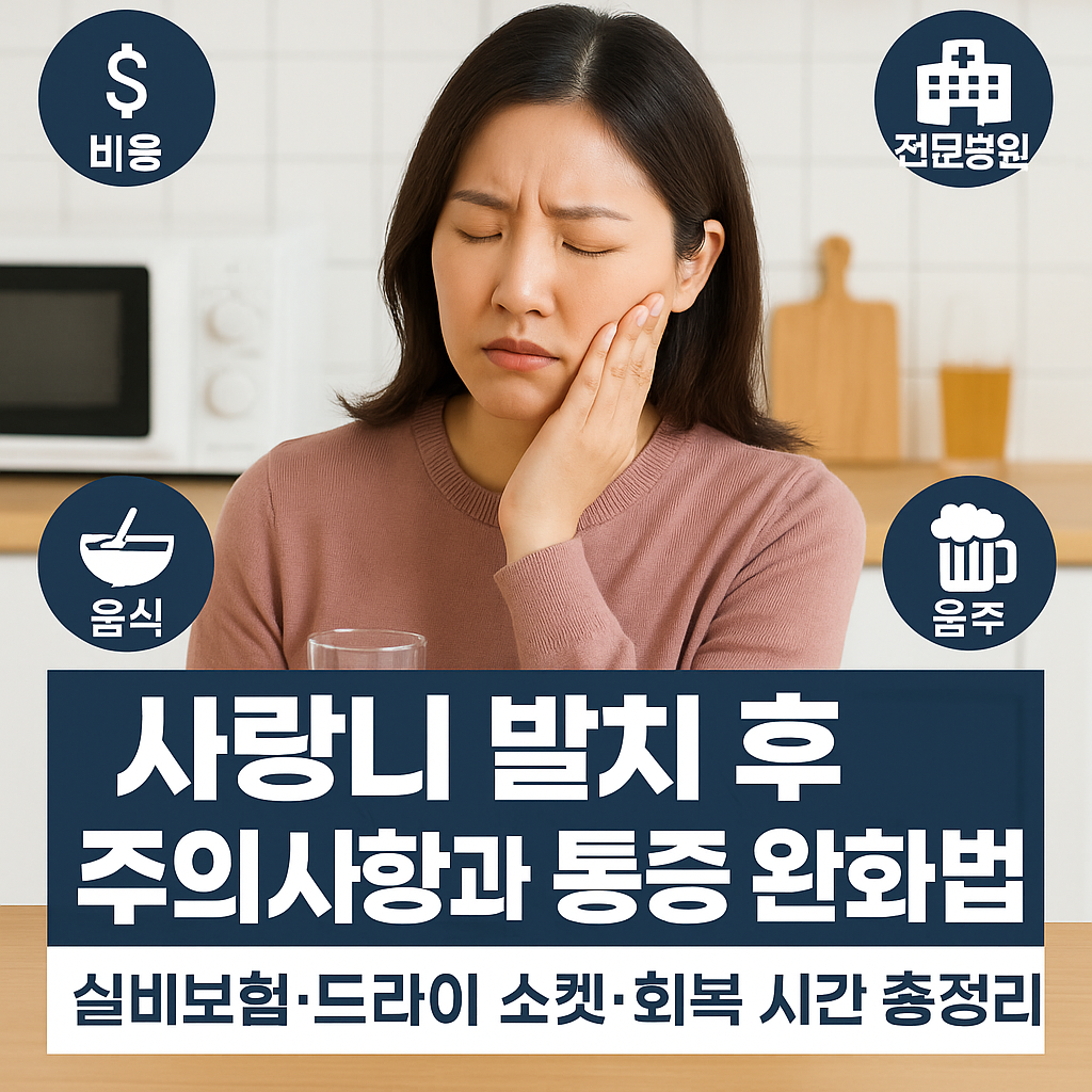 후 주의사항, 비용,실비보험,후 음식,후 통증, 전문병원,후 음주,후 드라이 소켓,시간