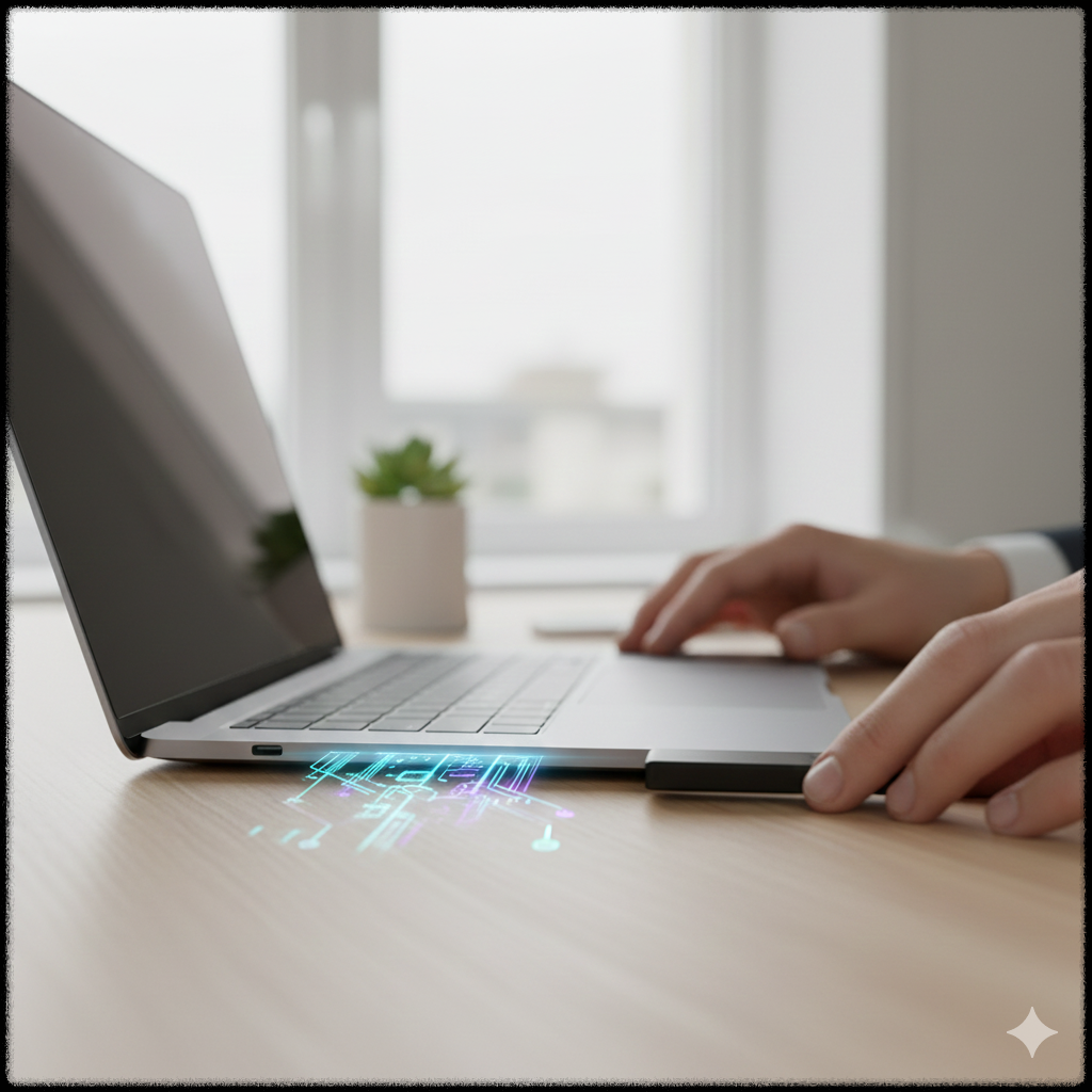 드라이버 설치를 위해 외부 장치를 연결하는 장면