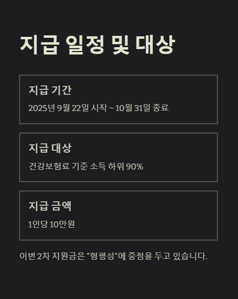 지급 일정 및 대상