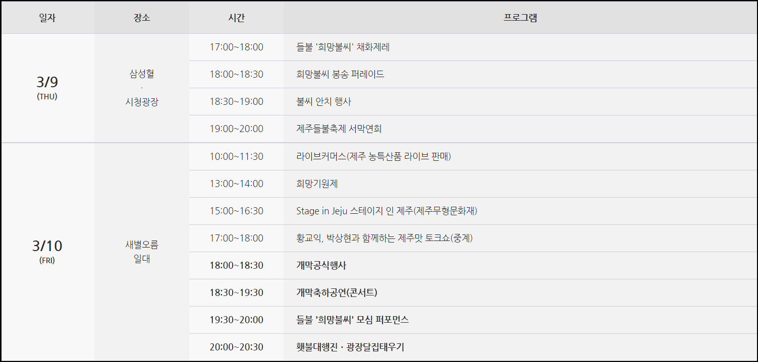 제주_들불축제_일정