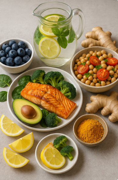 염증감소, 피로회복, 수분공급에 도움이 되는 식단