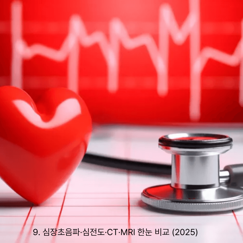 9. 심장초음파&middot;심전도&middot;CT&middot;MRI 한눈 비교 (2025)