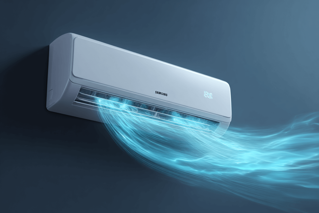 벽걸이-에어컨에서-찬-바람이-나오고-있는-효과를-표현한-이미지