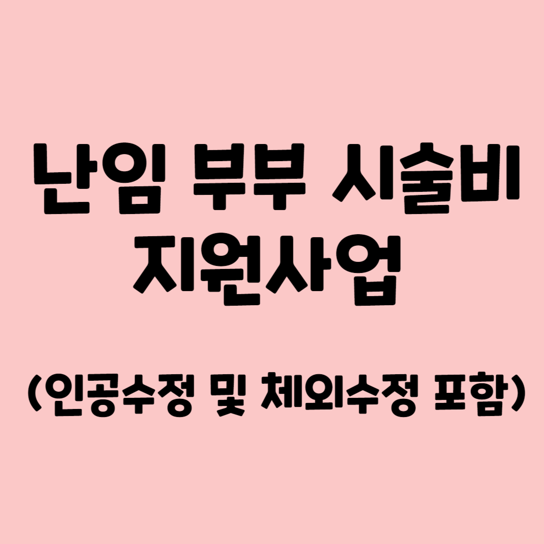 난임 부부 시술비 지원사업 (체외수정 및 인공수정 포함)