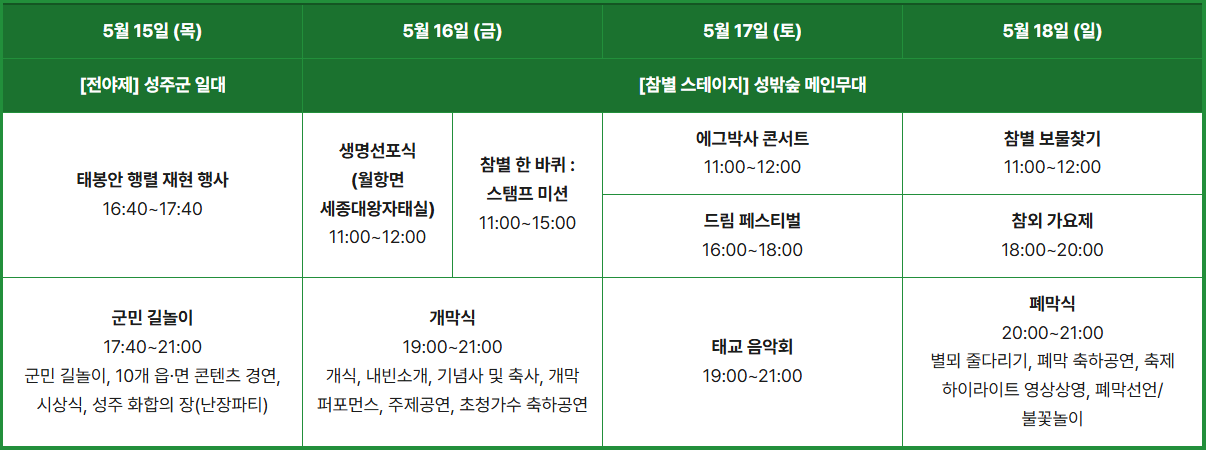 주무대일정표