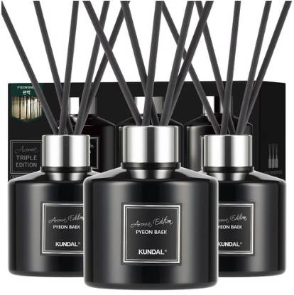 쿤달 퍼퓸 디퓨저 아로마에디션 200ml 3개 + 섬유스틱 15개 세트&#44; 편백향&#44; 1세트