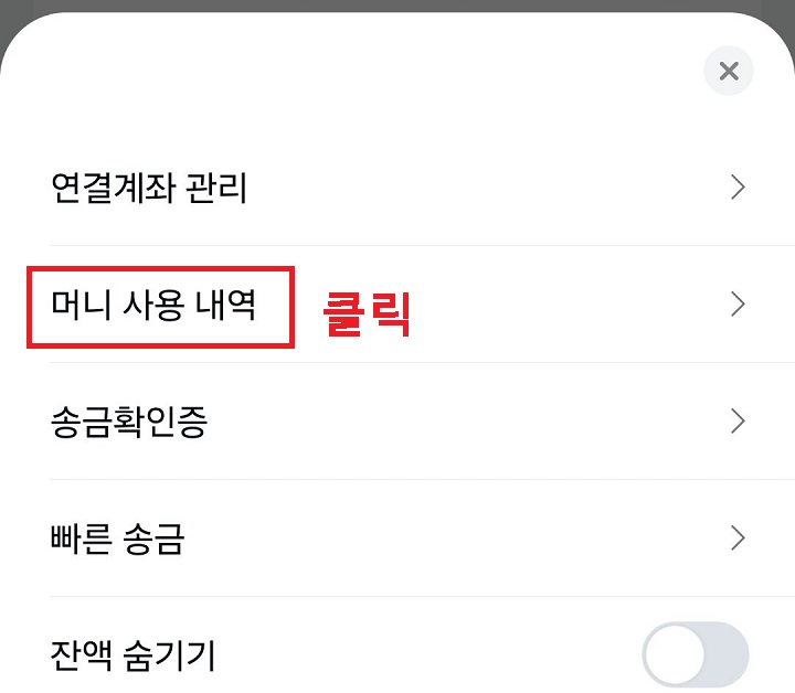 머니 사용 내역 클릭함