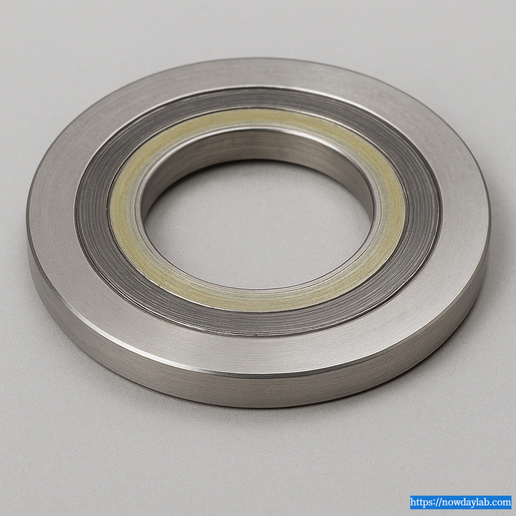 Spiral wound gasket with outer centering ring for Class 150–600 flanges.