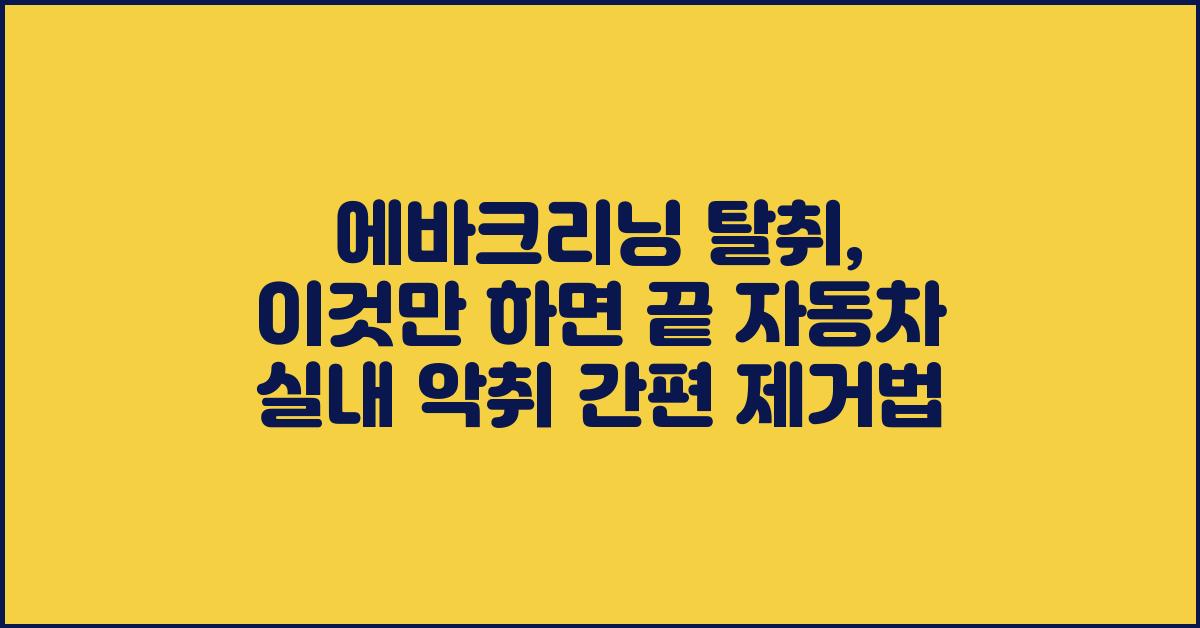 에바크리닝 탈취, 이것만 하면 끝!
