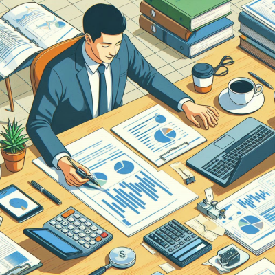 "엑셀을 통해 데이터를 분석하고 있는 사람, 화면에 그래프와 데이터"