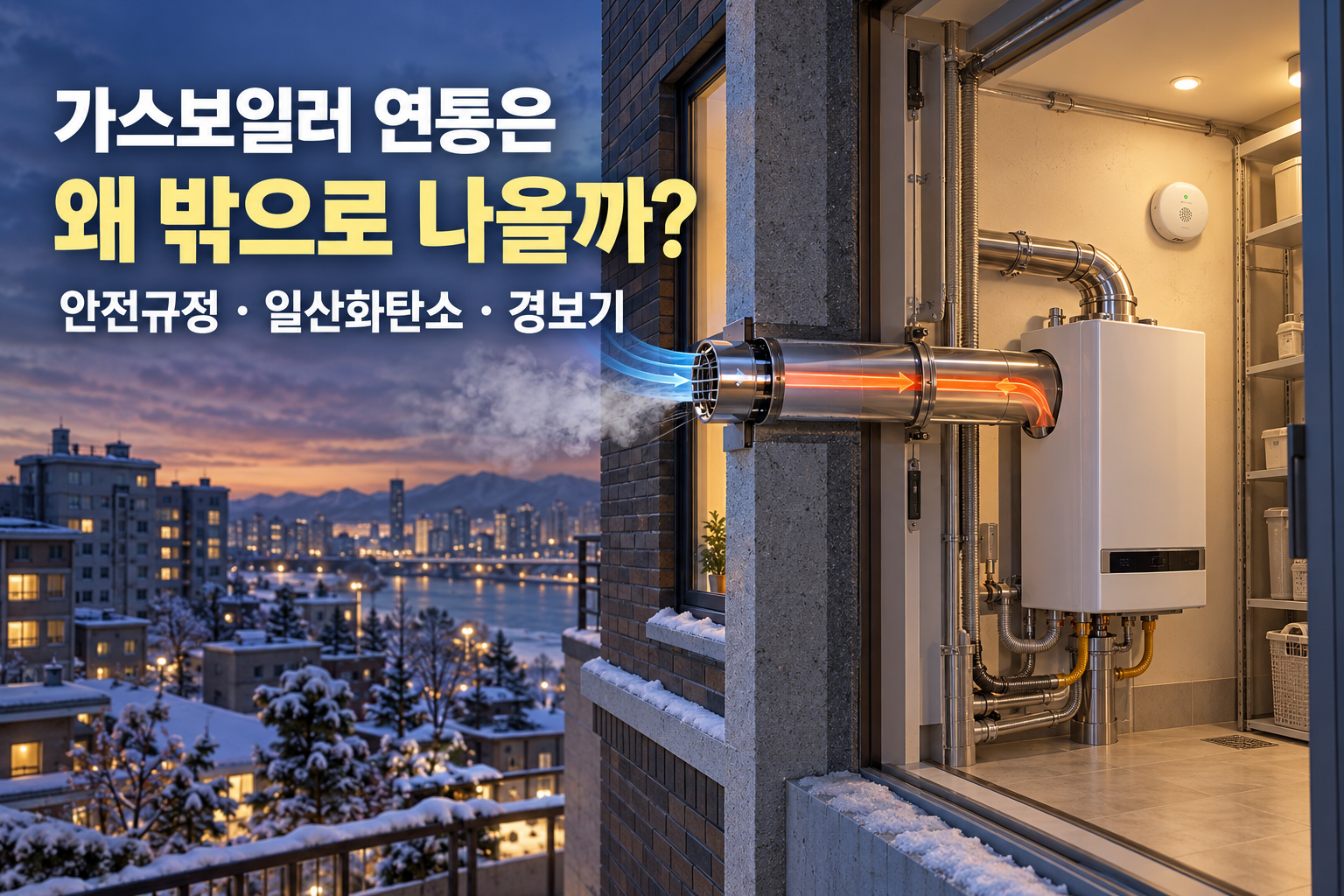 가스 보일러 연통과 CO 경보기