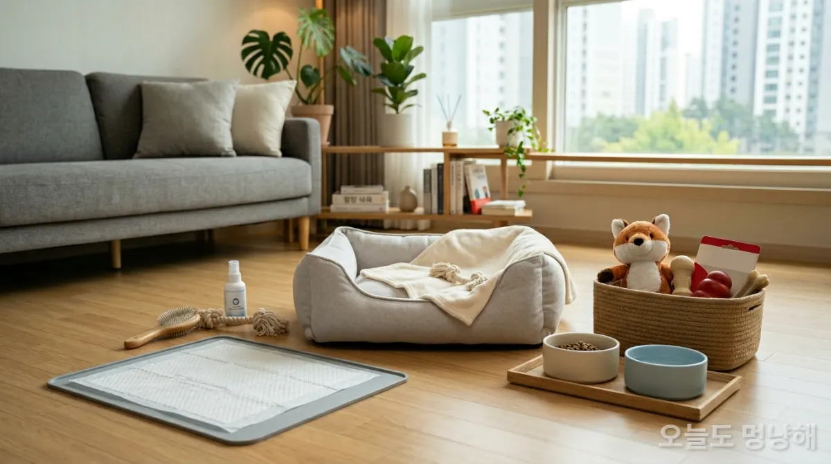 초보 집사를 위한 깔끔하게 정돈된 강아지 필수 준비물