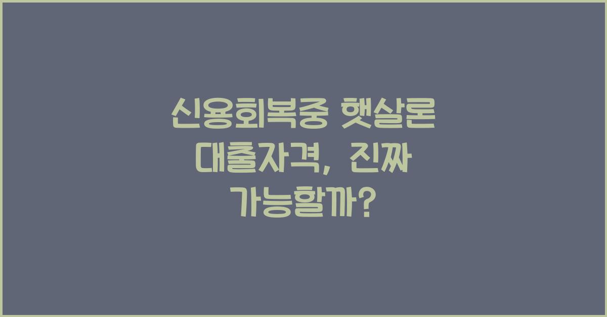 신용회복중 햇살론 대출자격