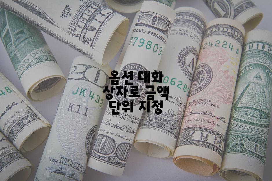 옵션 대화 상자로 금액 단위 지정