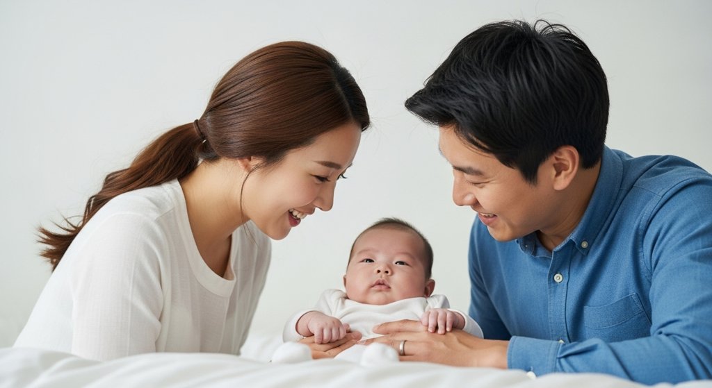 아기와 행복한 나날을 보내는 부부