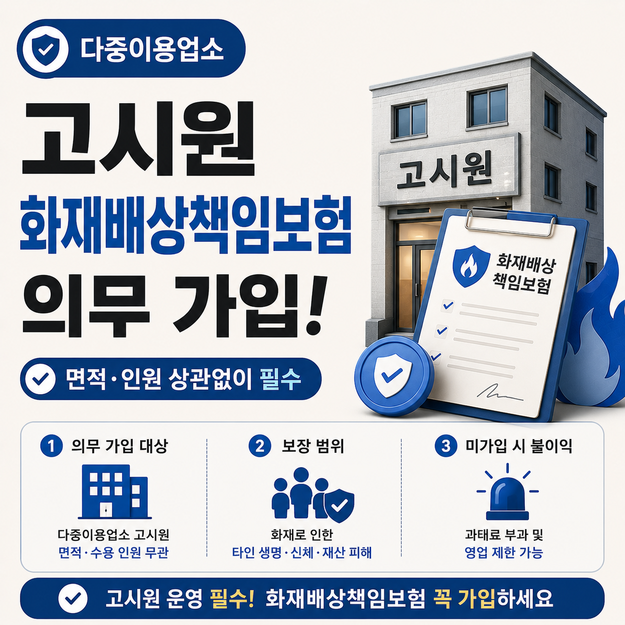 고시원 다중이용업소 화재배상책임보험 의무 가입 안내