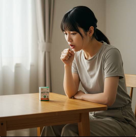 강활 효능 감기 증상 개선, 기침 하는 젊은 여성 사진