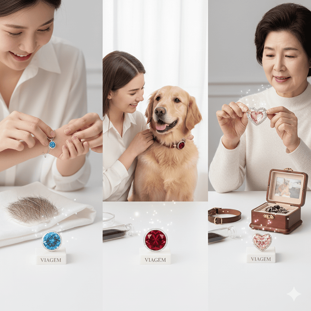 메모리얼 주얼리를 보고 있다