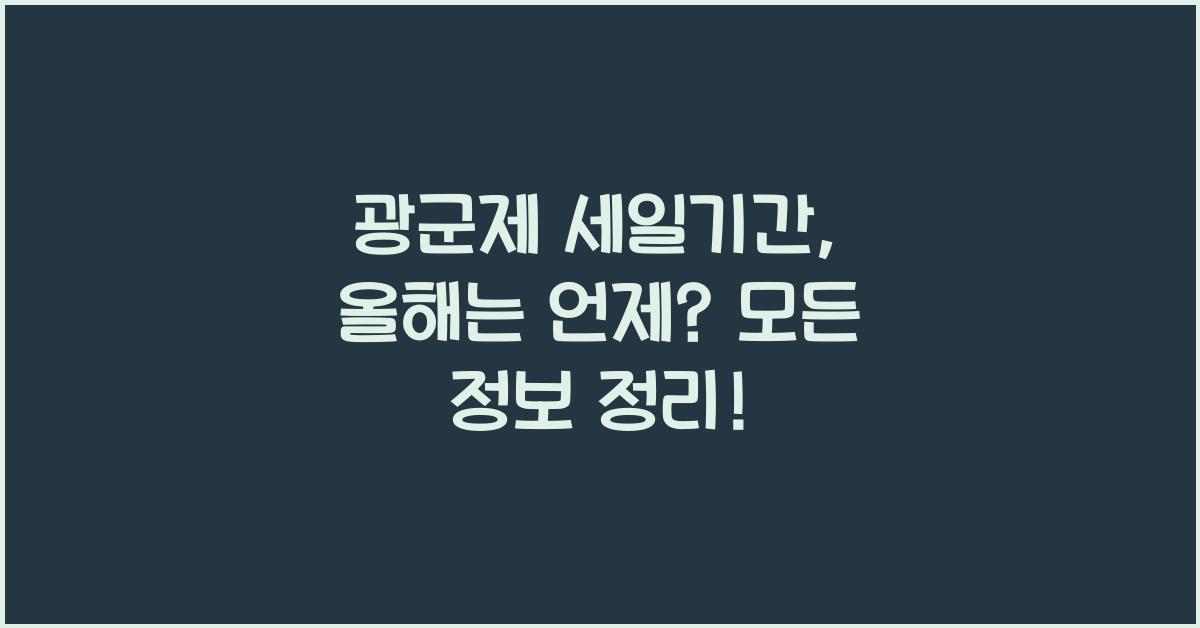 광군제 세일기간