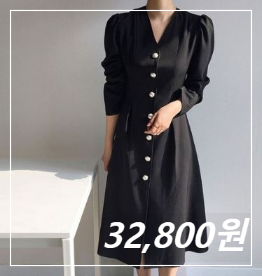 여성 하객룩 추천, 따뜻한 봄날 여기저기 갈때 입기 좋은 베스트 5. - 여성 하객룩 추천, 따뜻한 봄날 입기 좋은 베스트 5 - undefined - 4. 브이넥 퍼프 버튼 핀턱 롱 라인 원피스 하객룩 원피스. 여성모델-검은색-하객룩-원피스