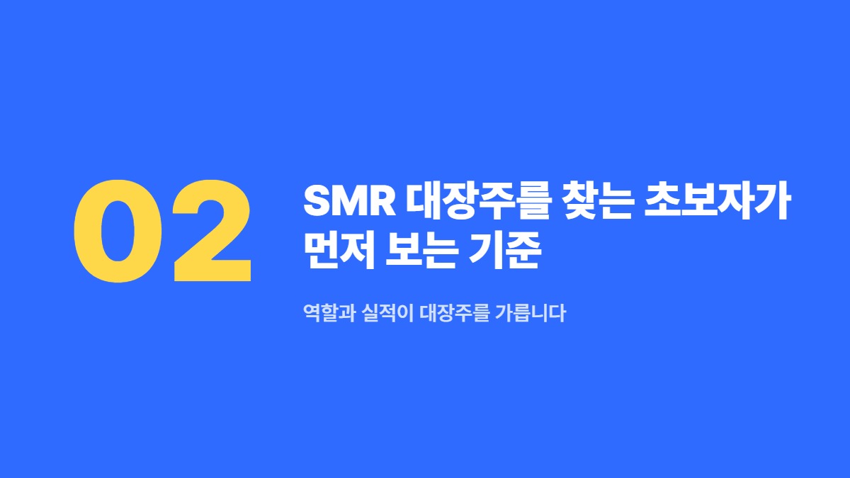 SMR 대장주를 찾는 초보자가 먼저 보는 기준 — 역할과 실적이 대장주를 가릅니다