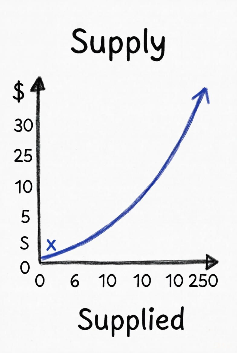 경제학 공급곡선 그래프 예시