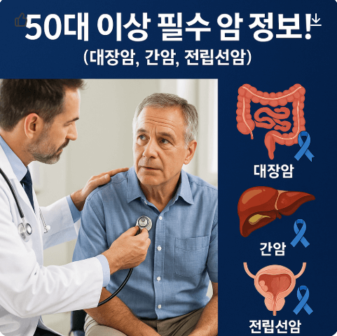 50대 이상 필수 암 정보! (대장암, 간암, 전립선암) 중년 건강 정보!