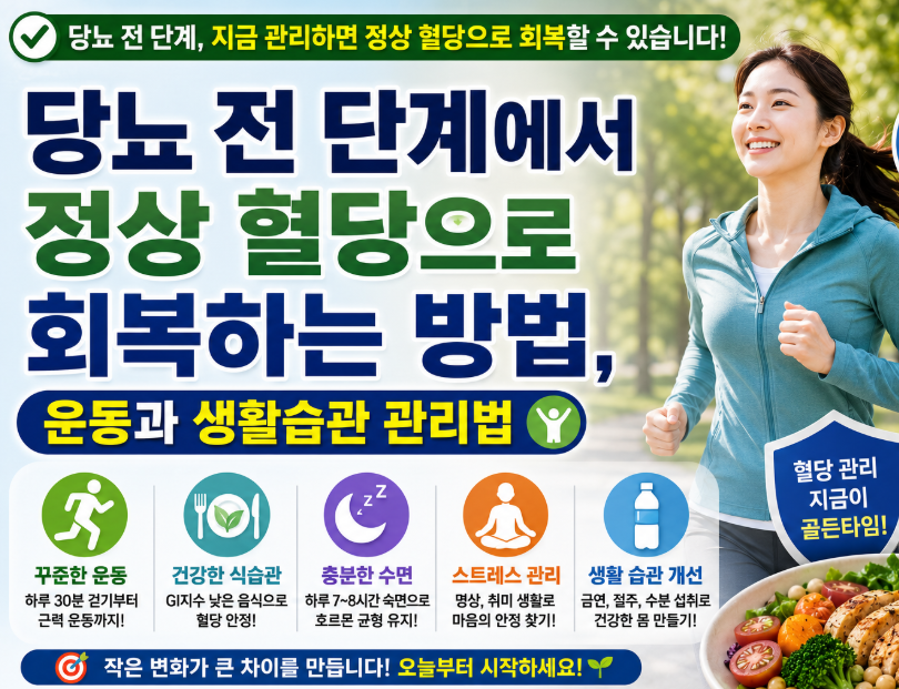 당뇨 전 단계에서 정상 혈당으로 회복하는 방법