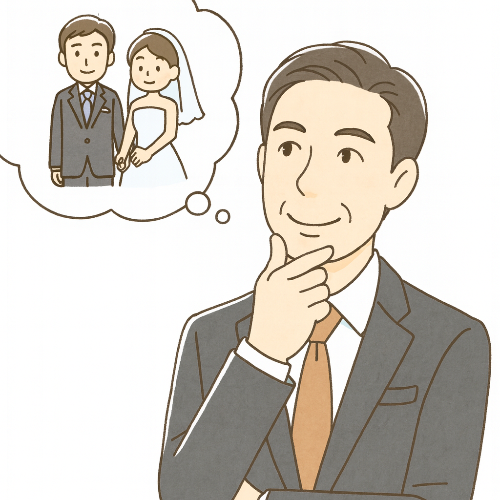 40대 남성이 결혼을 생각하는 그림입니다.
