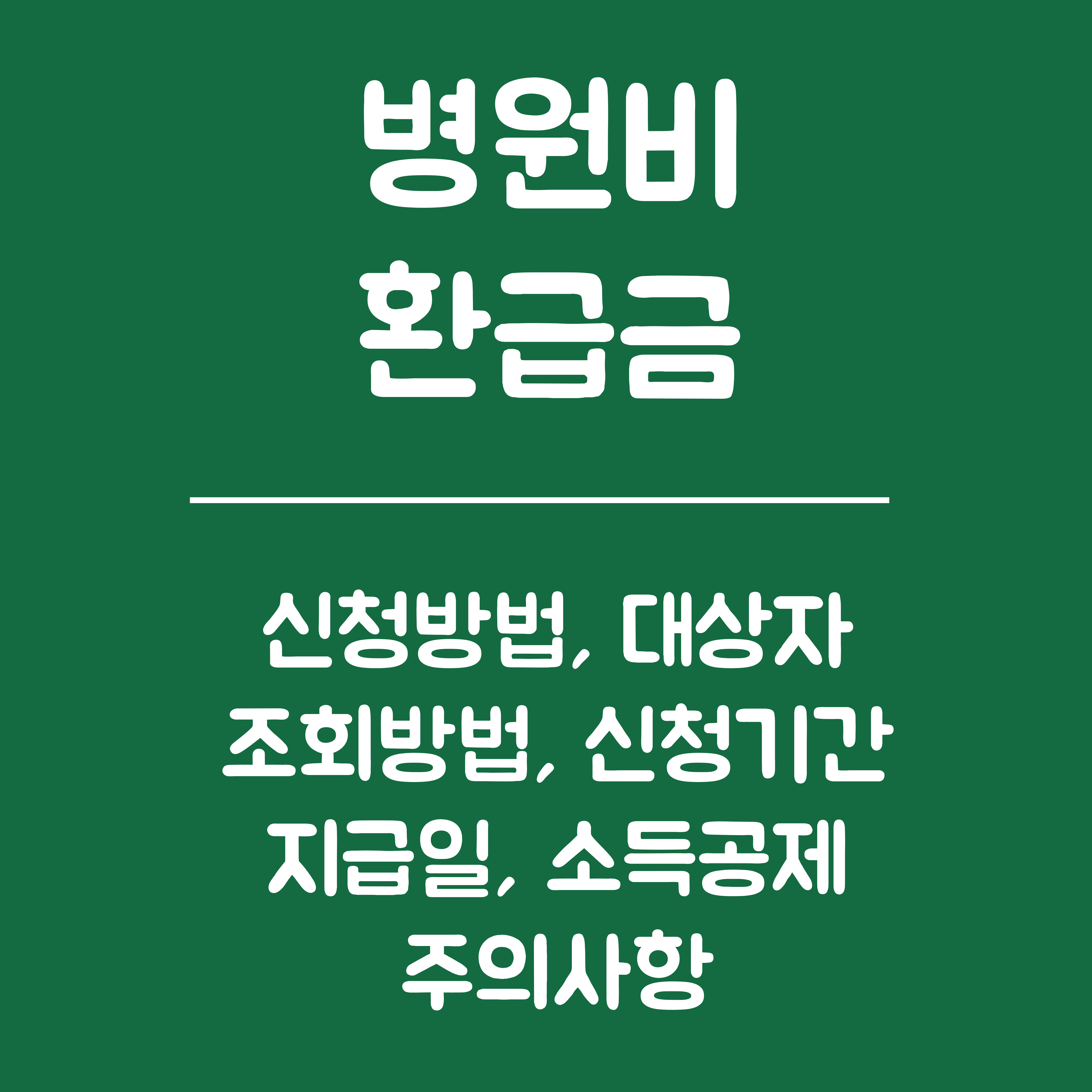 병원비 환급금 안내 - 신청방법, 대상자, 조회방법, 신청기간, 지급일, 소득공제, 주의사항