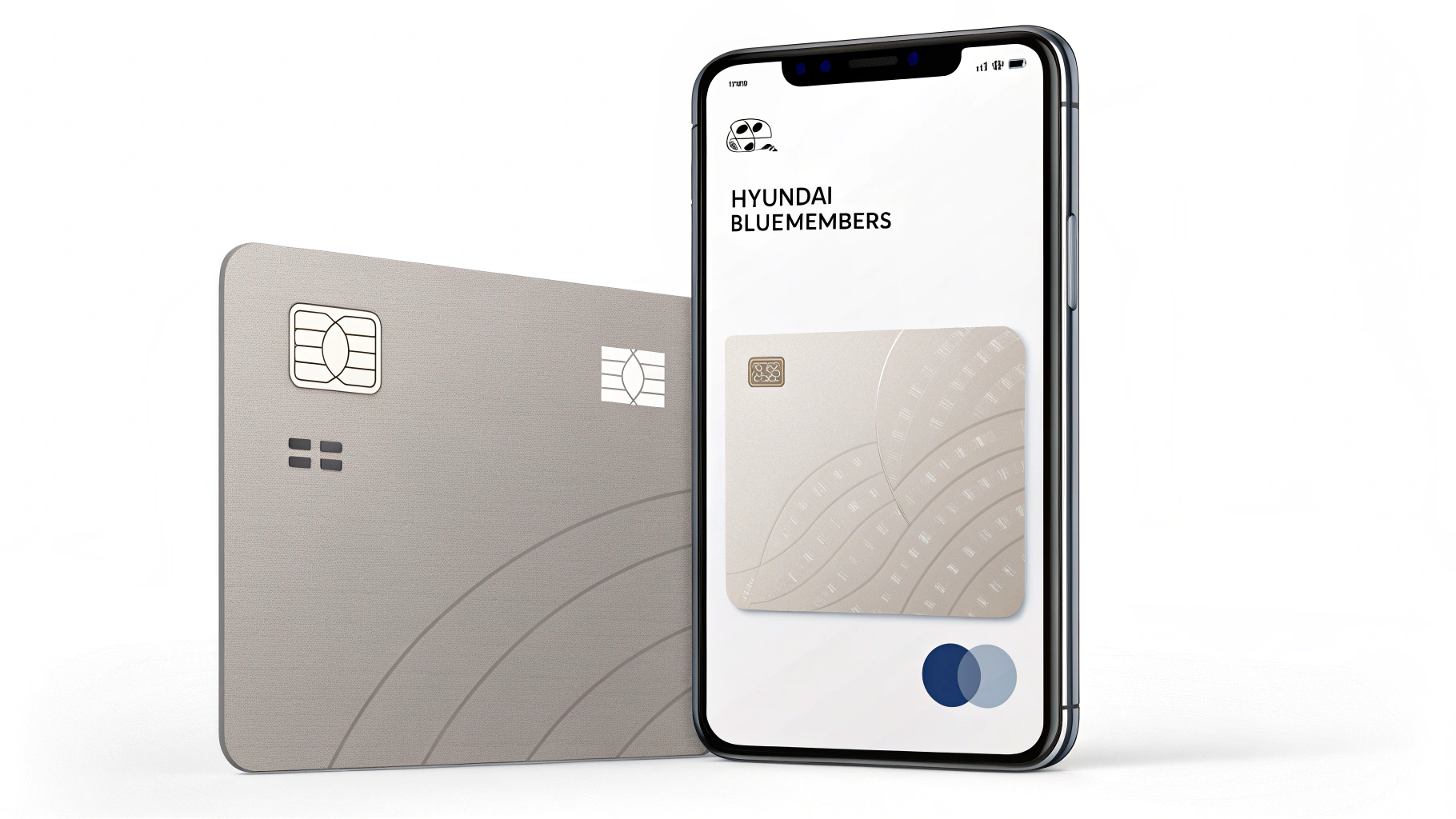 블루멤버스 카드와 핸드폰 앱을 보여주는 가상의 이미지