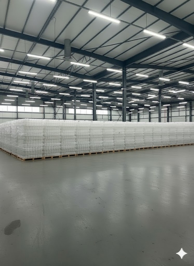 주력 제품인 s1000 HDPE 용기들 또한 상시 재고로 안전하게 보관되어 즉시 출고를 기다리는 모습