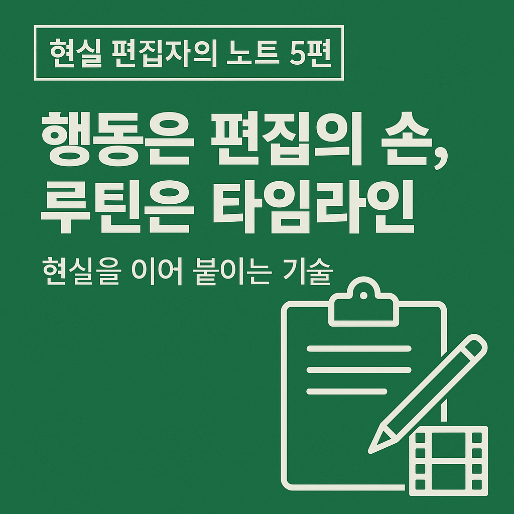 "현실 편집자의 노트 5편 – 행동은 편집의 손, 루틴은 타임라인 블로그 썸네일 이미지"