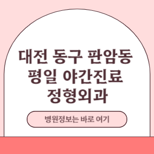 대전 동구 판암동 야간진료 정형외과 진료 병원