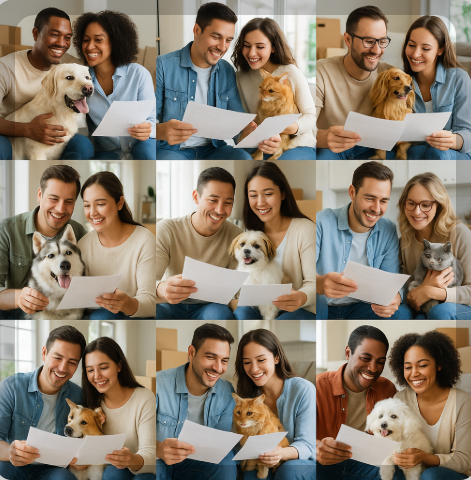 반려동물과 행복해 하는 이미지