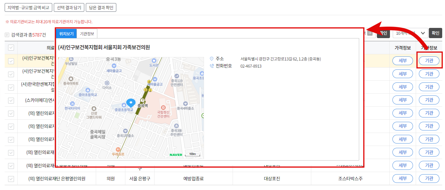 대상포진 예방접종 가능 병원 위치 확인