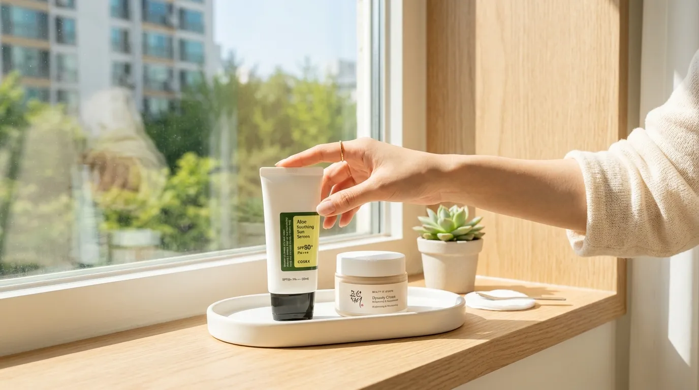 자외선 차단제와 기미 크림을 함께 사용하는 아침 스킨케어 루틴