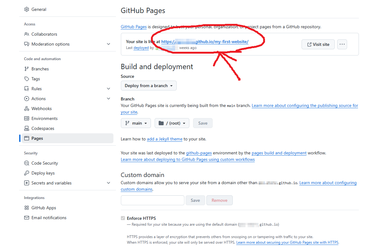GitHub Pages 화면 일부