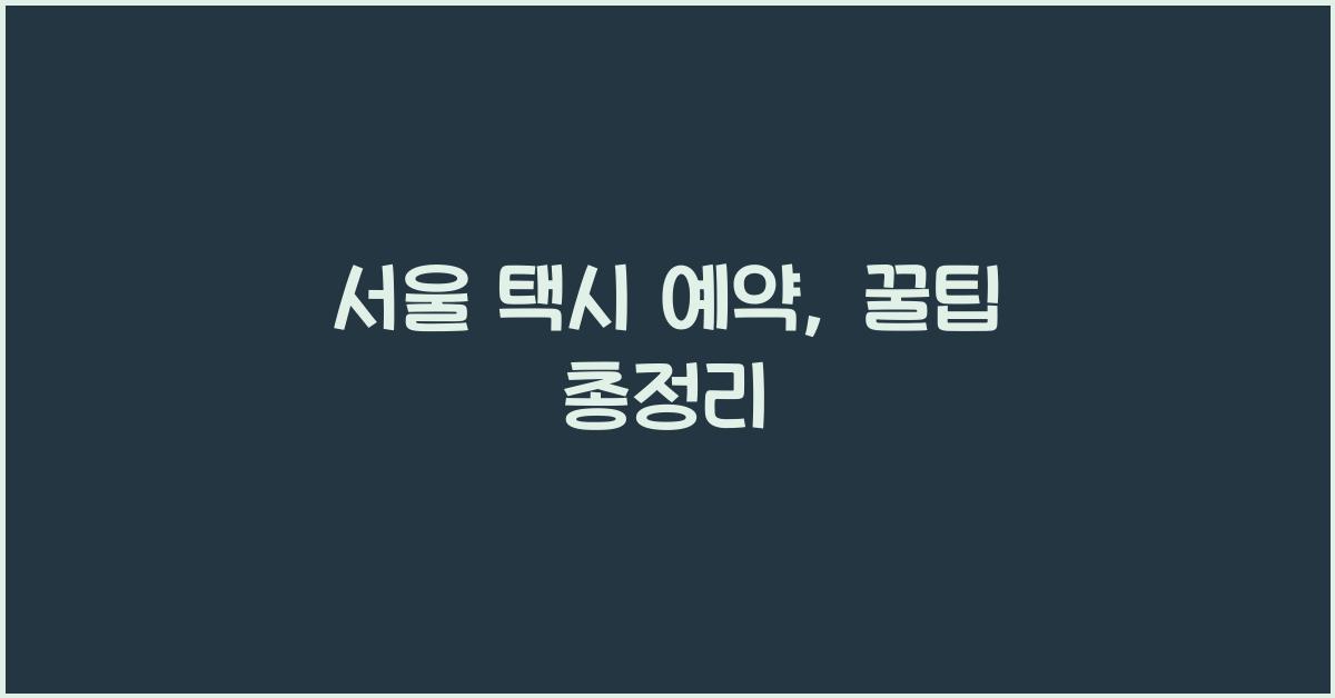 서울 택시 예약