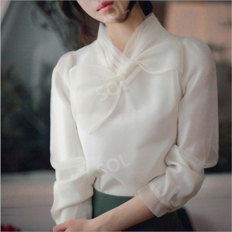 여성 블라우스 왕리본 리본블라우스