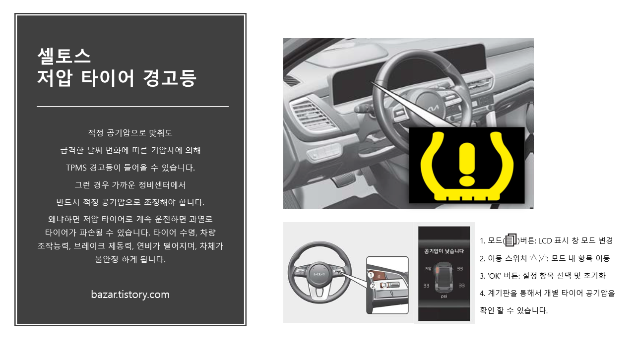 셀토스 타이어 경고등 이미지