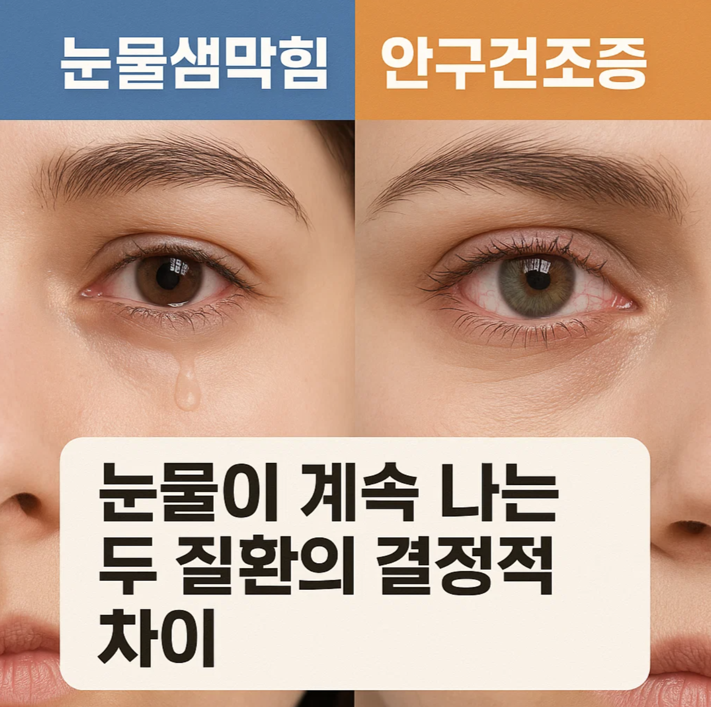 눈물샘막힘 vs 안구건조증, 눈물이 계속 나는 두 질환의 결정적 차이
