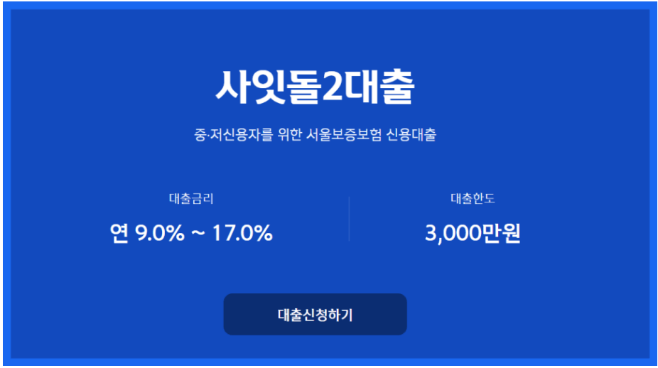 사잇돌2대출에-대한-주요-내용-요약으로-대출금리와-대출한도를-설명하고-있으며-저신용자를-위한-대출로-설명하고-있는-그림