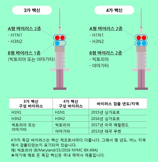 3가 백신과 4가백신 차이점