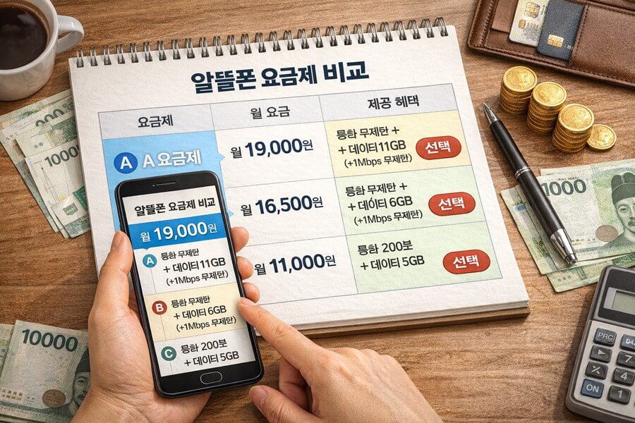 알뜰폰 요금제 비교 이미지