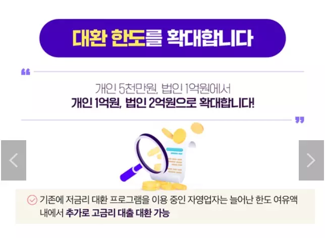 저금리대출-한도금액표