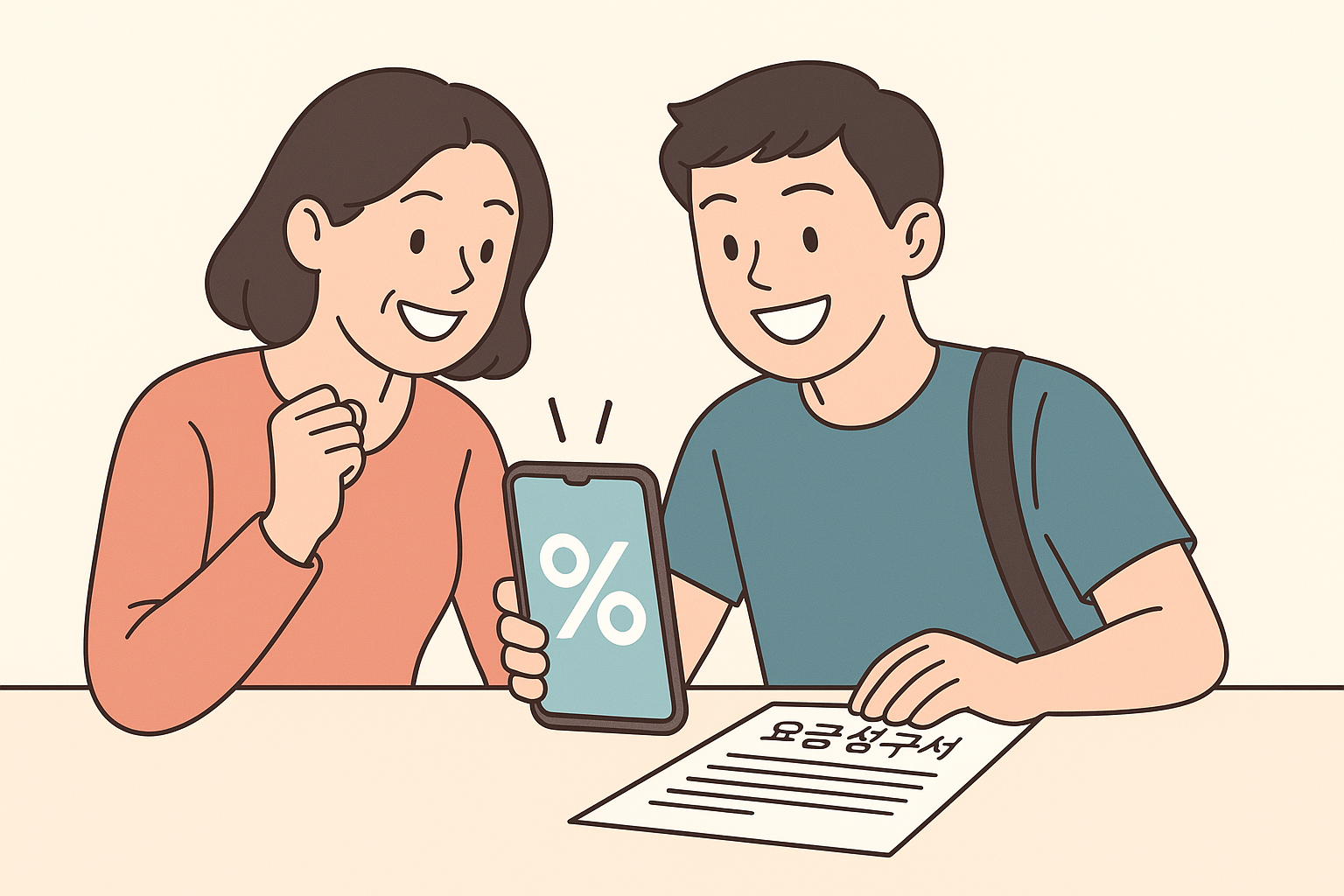 요금 할인에 기뻐하는 모자